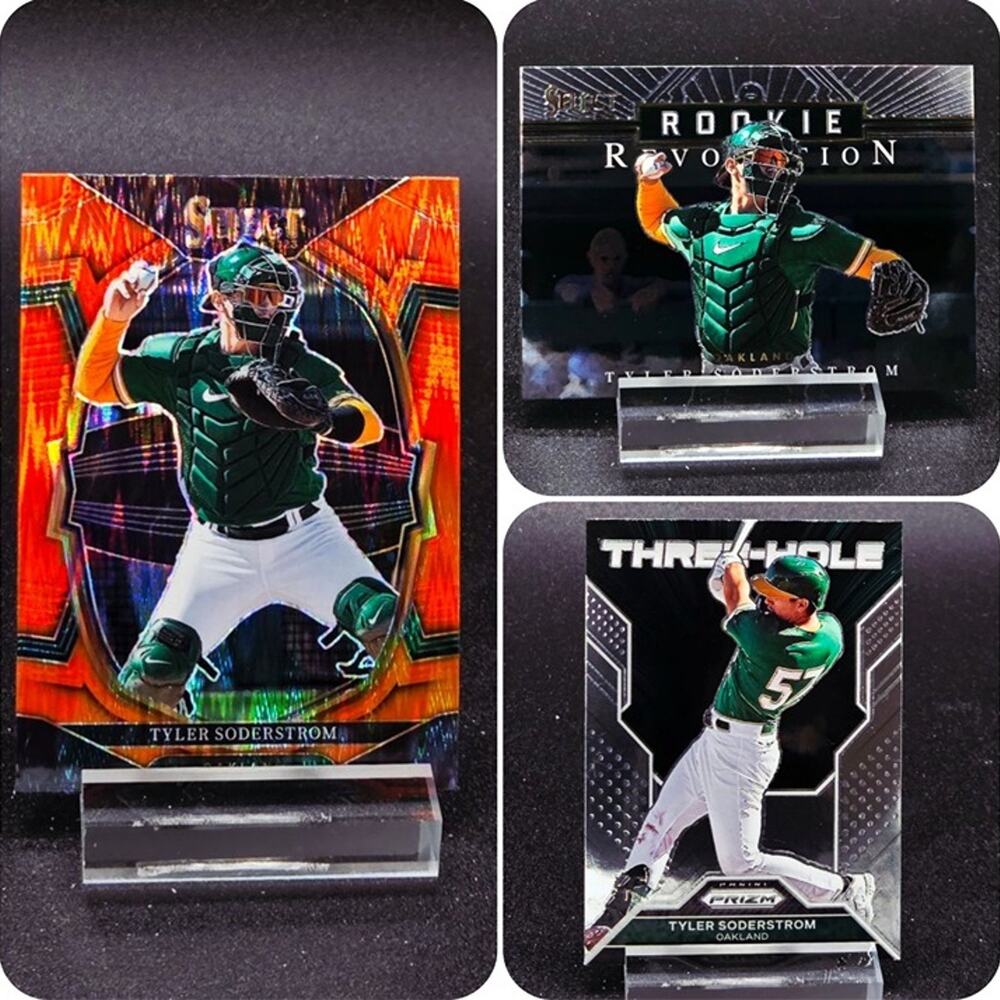 Tyler Soderstrom Orange Flash Prizm Three Hole Rookie Revolution Athletics Star
